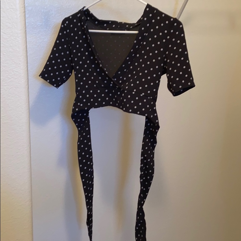 Black Polka Dot Crop Top
